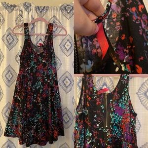 Floral Sun Dress with Zipper Accent